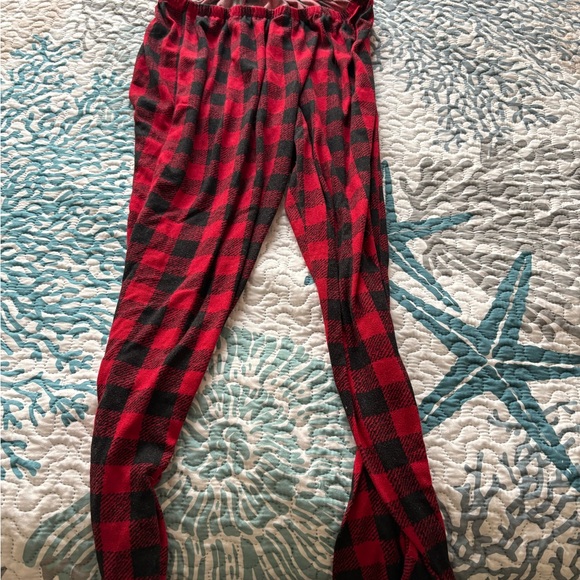 Plaid Red and Black Womens Pajama Bottoms - Picture 1 of 2